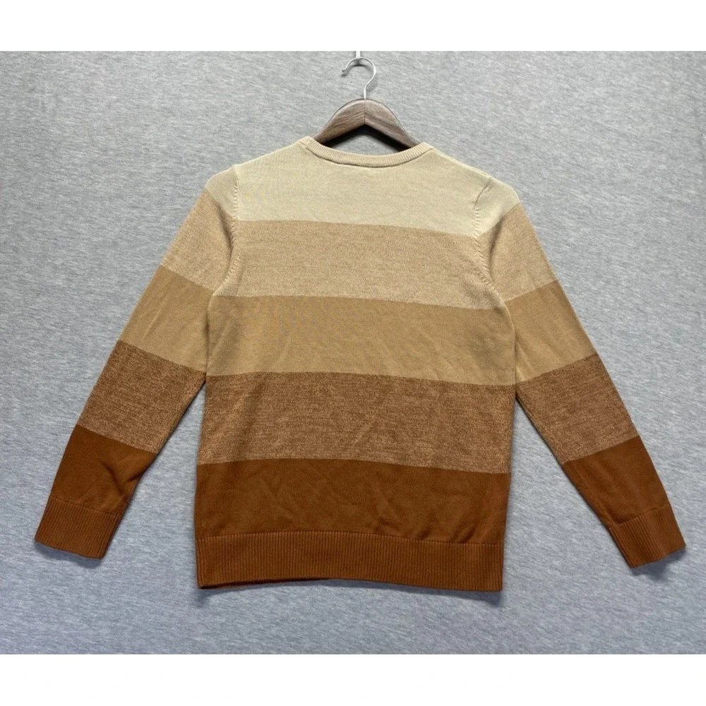 The Children's Place Sweater Boys Large 10/12 Brown Colorblock Cotton Tight Knit
